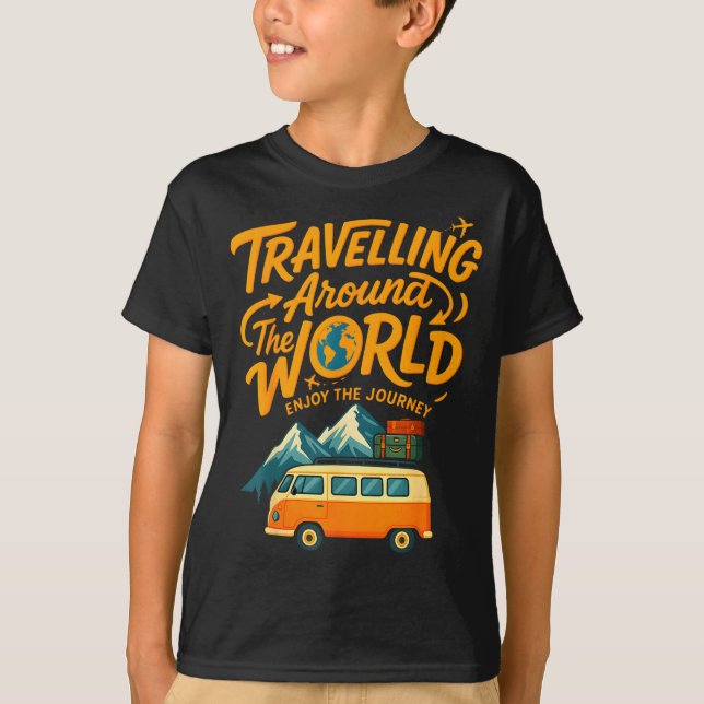 Traveling Around The World Van Life Adventure Desi T-Shirt (Vorderseite)
