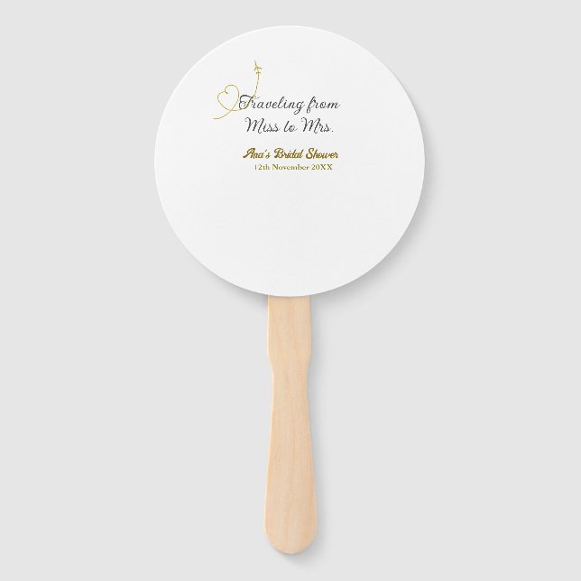 Traveling from Miss to Mrs bridal shower add name Fächer (Vorderseite)