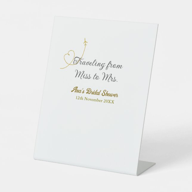 Traveling from Miss to Mrs bridal shower add name Sockelschild (Vorderseite)