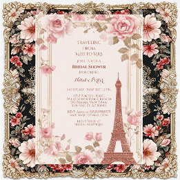 Traveling from Miss to Mrs Bridal Shower Paris  Einladung