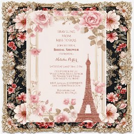 Traveling from Miss to Mrs Bridal Shower Paris  Einladung