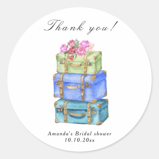 Traveling from Miss to Mrs Bridal Shower Runder Aufkleber (Vorderseite)