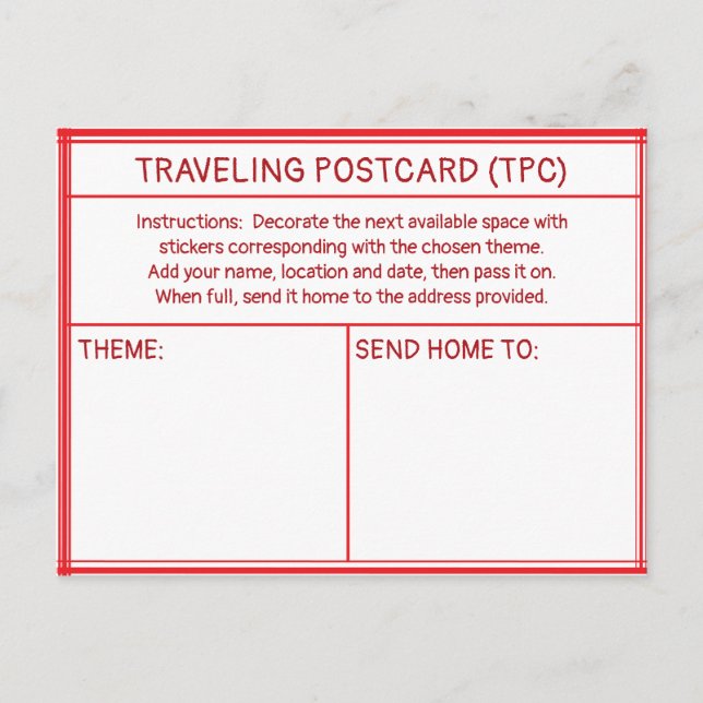 TRAVELING POSTCARD (TPC) POSTKARTE (Vorderseite)
