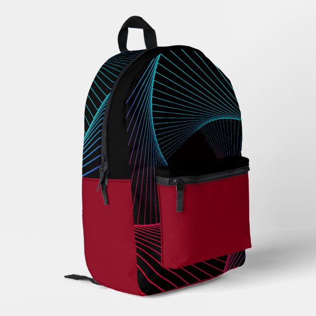 "Traveling through the Grid" Retro Backpack Bedruckter Rucksack (Rückseitige Ecke links)