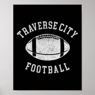 Traverse City Football Distressed Vintage 80er Jah Poster