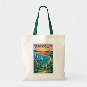 Traverse City Lake Michigan Illustration Reise Tragetasche
