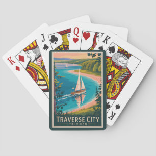 Traverse City Michigan Illustration Kunst und Kult Spielkarten