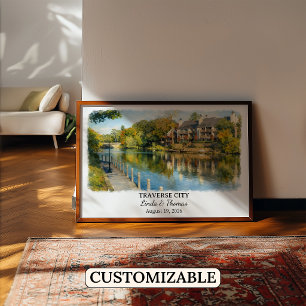 Traverse City Michigan Poster, Aquarell, Maßgeschn Poster