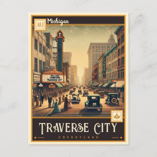Traverse City, Michigan | VINTAG Postkarte (Vorderseite)