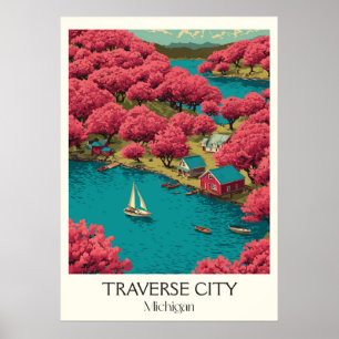 Traverse City Michigan Vintage Kirchengemeinde Blo Poster
