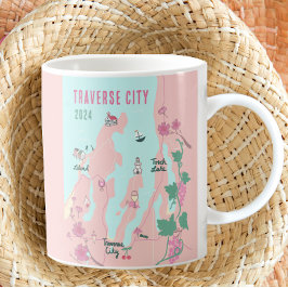 Traverse City Michigan Wine and Cherry Map Kaffeetasse