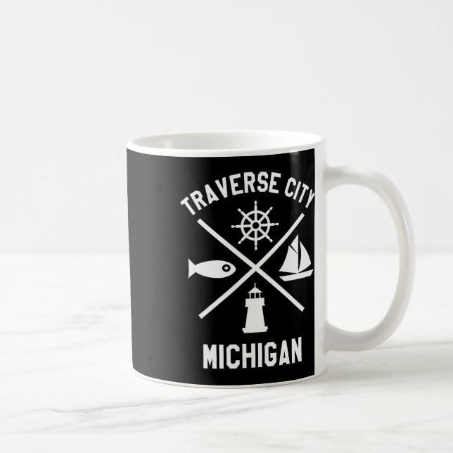 Traverse City Nord-Michigan-T-Shirt-Segelboot Kaffeetasse (Rechts)