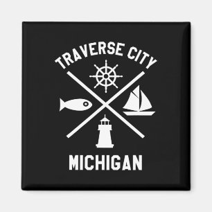 Traverse City Nord-Michigan-T-Shirt-Segelboot Magnet