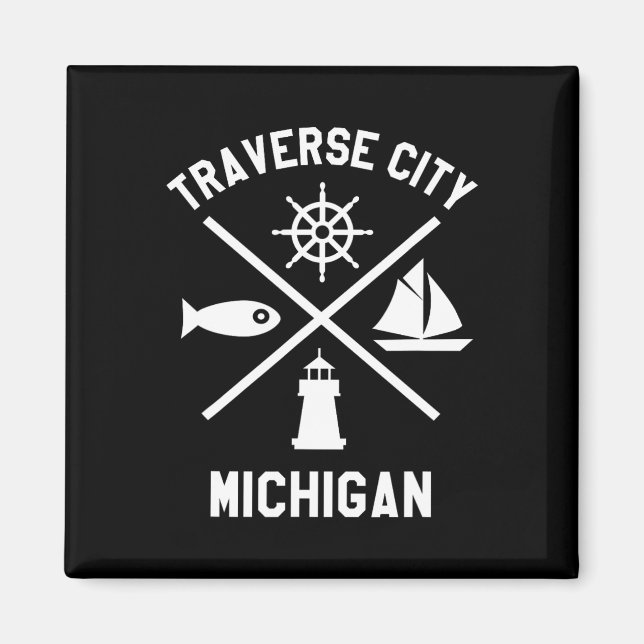 Traverse City Nord-Michigan-T-Shirt-Segelboot Magnet (Vorne)