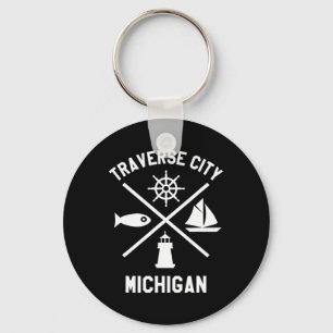 Traverse City Nord-Michigan-T-Shirt-Segelboot Schlüsselanhänger