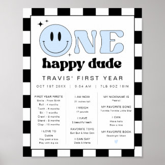 TRAVIS Happy Typ Erster Geburtstag Meilenstein Poster