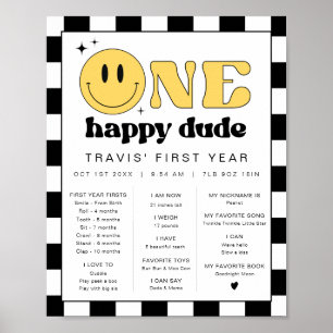 TRAVIS Happy Typ Erster Geburtstag Meilenstein Poster