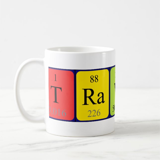 Travis Namen-Tasse periodischer Tabelle Kaffeetasse (Links)