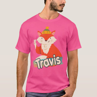 Travis Niedlicher Boy Name mit Coolem Fuchs T-Shirt