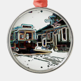 TRC Neon streetcar am Stand Round Premium Ornament Aus Metall