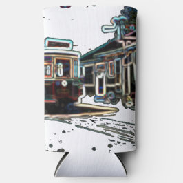 TRC Neon streetcar at stn Seltzer Can Cooler Selters Dosenkühler