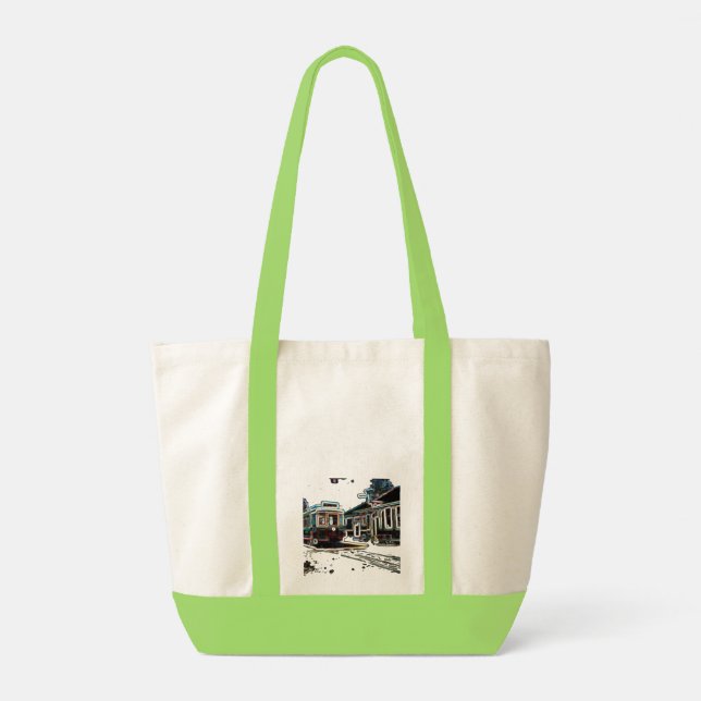 TRC Neon Streetcar auf der Limonen Impulse Tote Ba Tragetasche (Rückseite)
