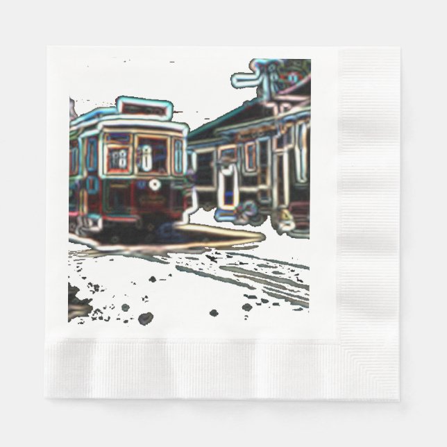TRC Neon Streetcar auf der Luncheon Paper Napkin Serviette (Vorderseite)