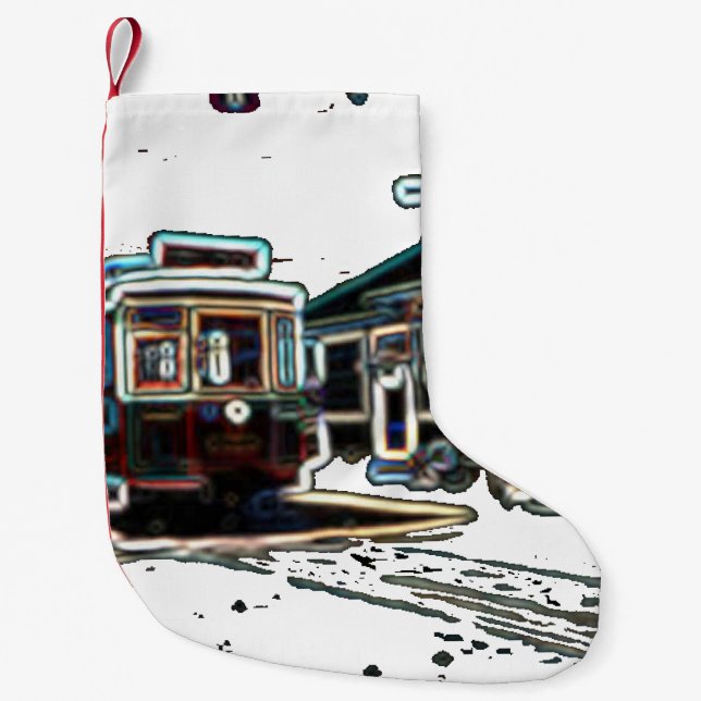 TRC Neon streetcar auf der Stange Kleiner Weihnach Weihnachtsstrumpf (Vorderseite)