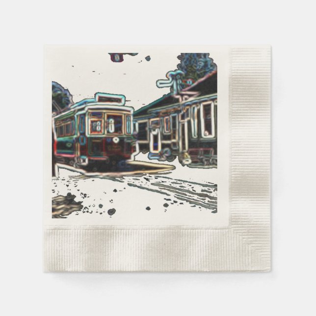 TRC Neon streetcar on stn Cocktail Paper Napkin Serviette (Vorderseite)