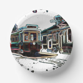 TRC Neon streetcar on stone Paper Bowl Pappteller