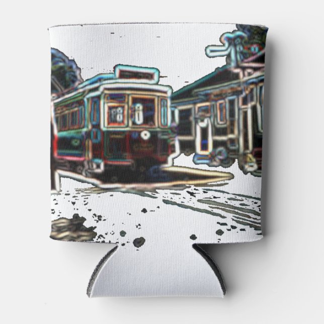 TRC Neon streetcar on stone White Can Cooler Dosenkühler (Vorderseite)