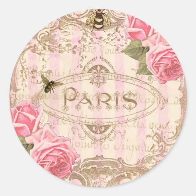 Tre Chic Paris Rose Sticker oder Umschlag Aufklebe (Vorderseite)
