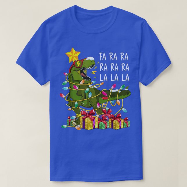 TRe Dinosaur Rawr Xmas Tree Present Funny Christma T-Shirt (Design vorne)