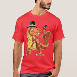TRe Dinosaur Turkey Buddy Pilgrim Hat Funny Danke T-Shirt