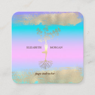 Trea Women Gold Brush Holographic Yoga Quadratische Visitenkarte
