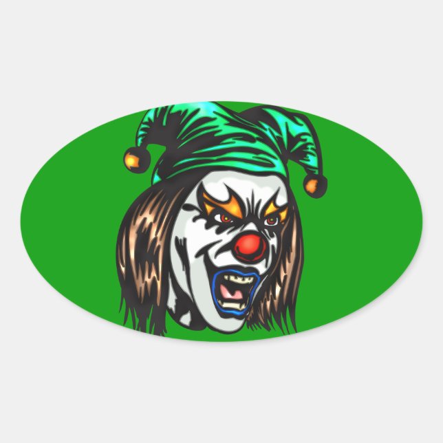 Treacherous Evil Clown Ovaler Aufkleber (Vorderseite)