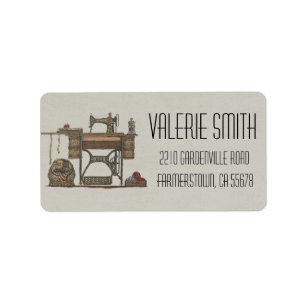 Treadle Nähmaschine & Kätzchen Adressaufkleber