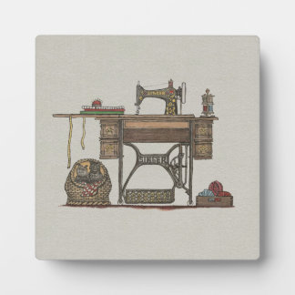 Treadle Nähmaschine & Kätzchen Fotoplatte
