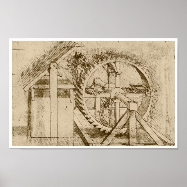 Treadmill Powered Crossbow, Leonardo da Vinci Poster (Vorne)