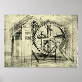 Treadmill Powered Crossbow von Leonardo da Vinci Poster
