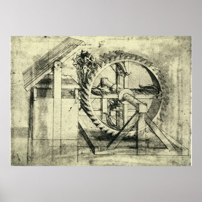 Treadmill Powered Crossbow von Leonardo da Vinci Poster (Vorne)