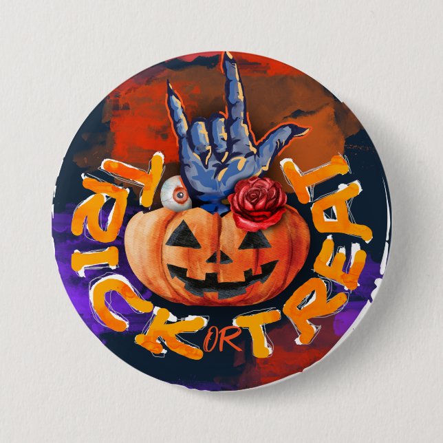 Treak oder Leckerei Beängstigend Halloween Pumpkin Button (Vorderseite)