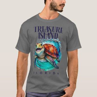 Treasinsel Florida Wasserfarbener Happy Sea Turtl T-Shirt