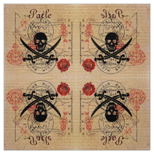 TREASKARTEN VON PIRATEN, SKULL CROSSEED-SCHWERTER STOFF