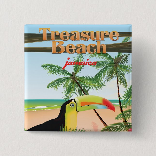 Treasure Beach Jamaica Reiseplakat Button (Vorderseite)