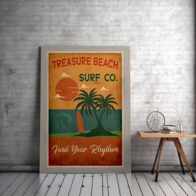 Treasure Beach Surf Co. - Vintage Karibische Küste Poster (Von Creator hochgeladen)