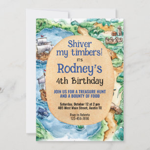 Treasure Hunt Pirate Einladung zum Geburtstag