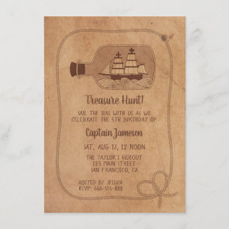 Treasure Hunt Ship in Bottle Grunge Geburtstagspar Einladung