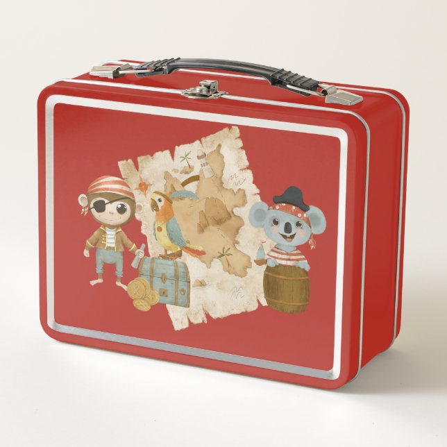 Treasure Hunter Pirate Birthday Metall Brotdose (Vorderseite)