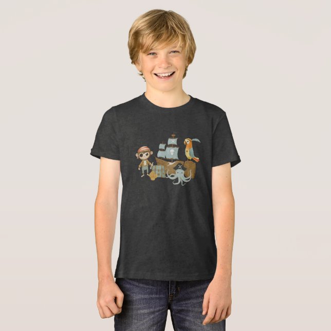 Treasure Hunter Pirate Birthday Tri-Blend Shirt (Vorderseite voll)